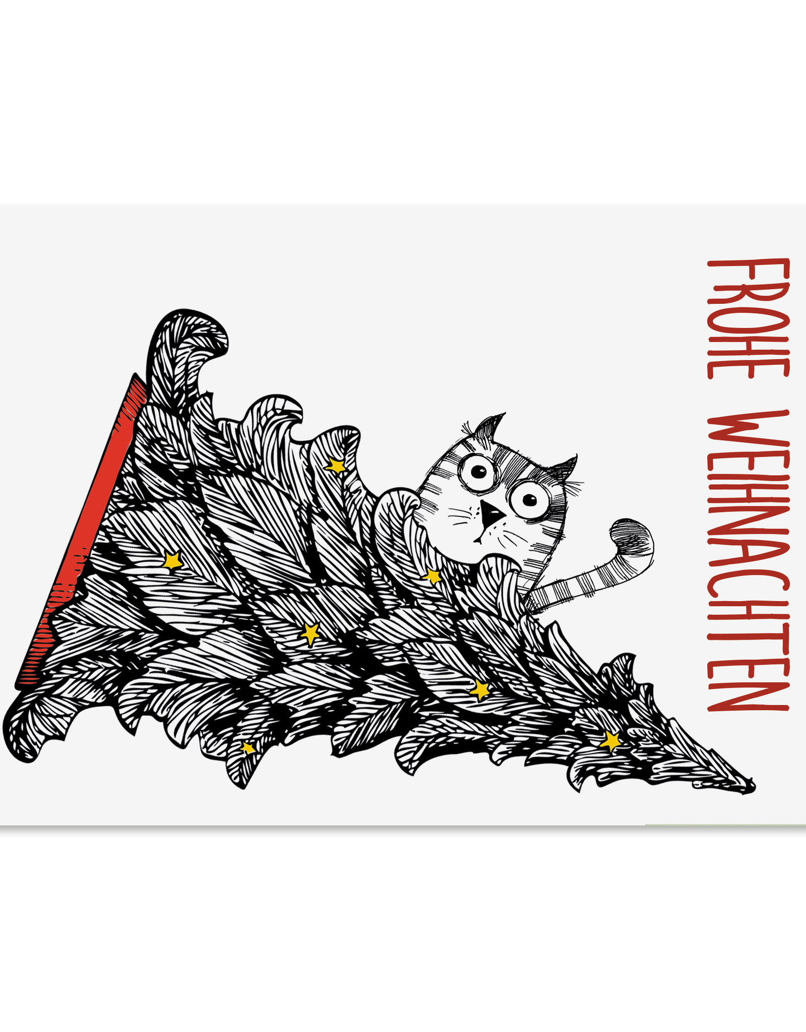 Weihnachtskarte Katze mit Weihnachtsbaum Postkarte Weihnachten Weihnachtskarte lustig