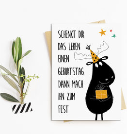 Postkarte Elch Geburtstagsfest