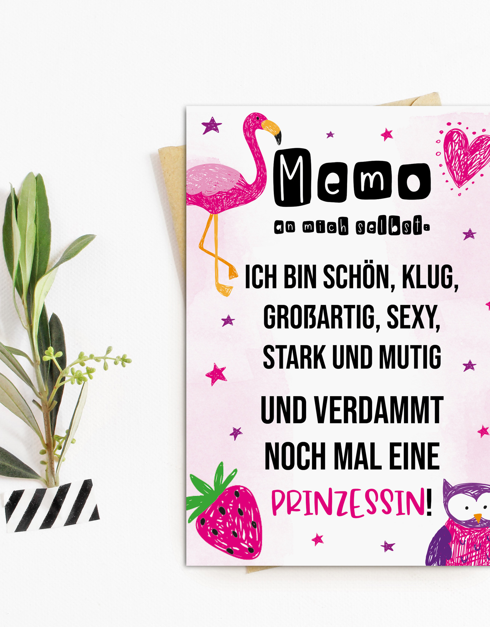 Postkarte MEMO an mich selbst Verdammte Prinzessin