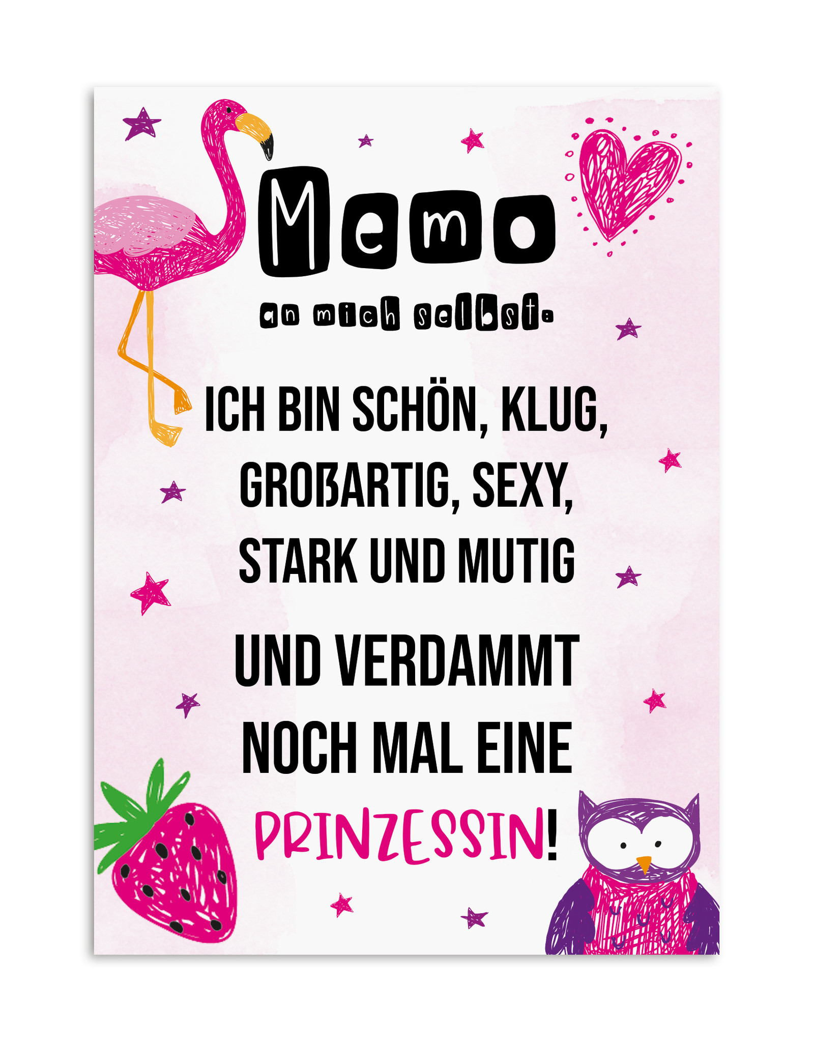 Postkarte MEMO an mich selbst Verdammte Prinzessin
