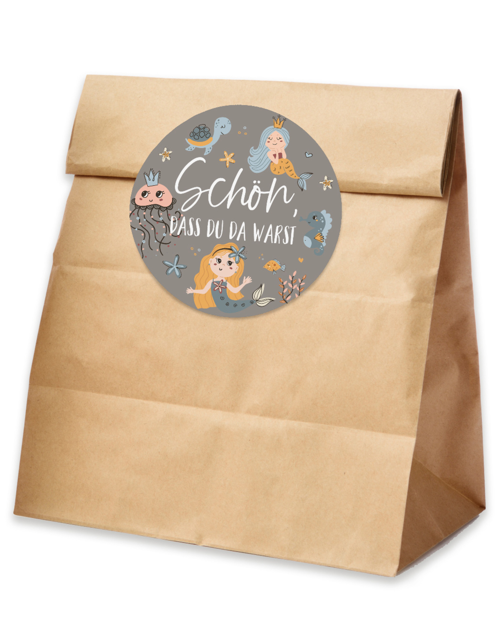 10 x Einladungskarten Kindergeburtstag MEERJUNGFRAU + 10 Tüten inkl. Sticker Mitgebsel Kindergeburtstag