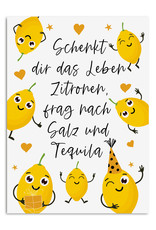Postkarte Zitronen Tequila Geschenk Freundin Mädelsabend