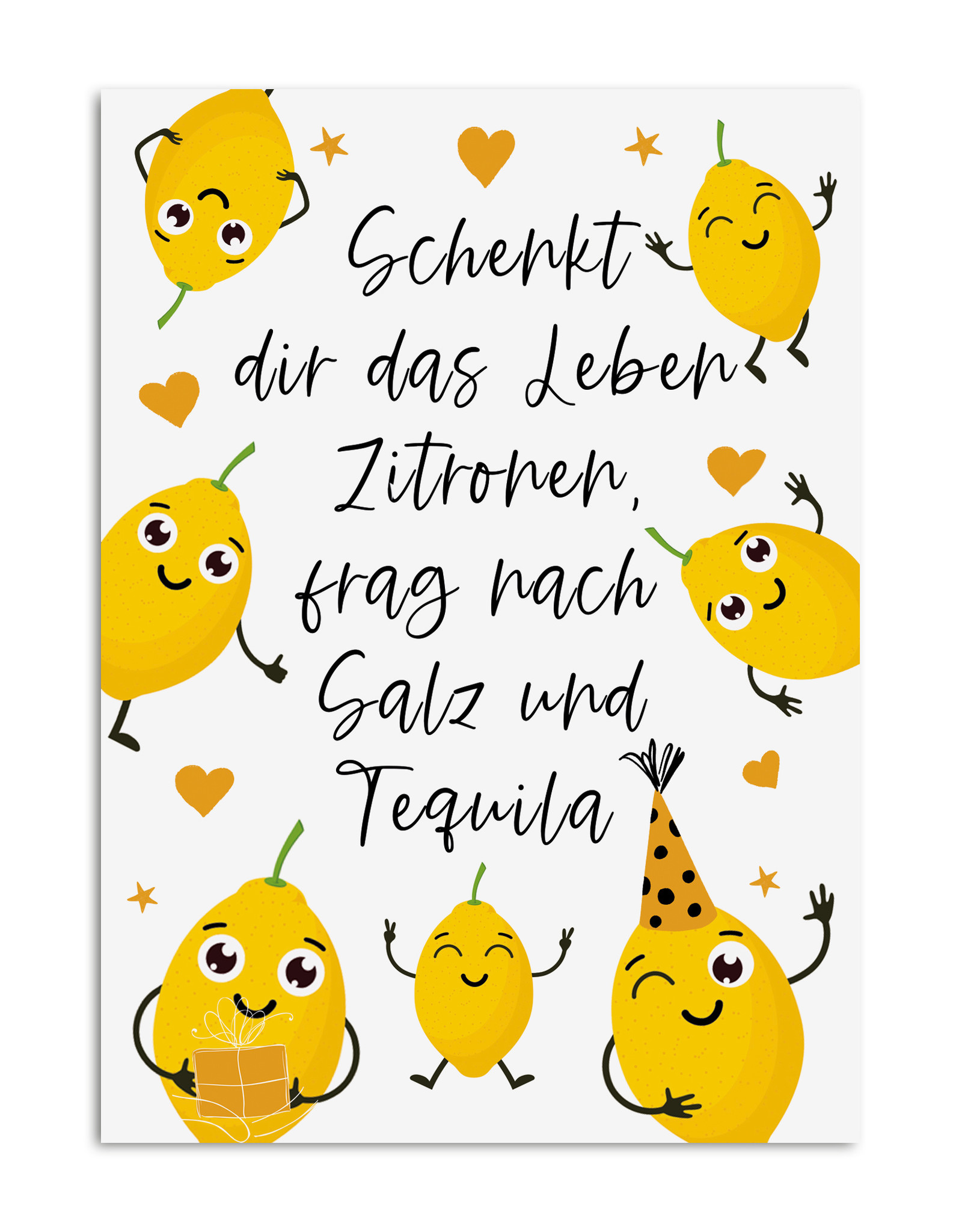 Postkarte Zitronen Tequila Geschenk Freundin Mädelsabend