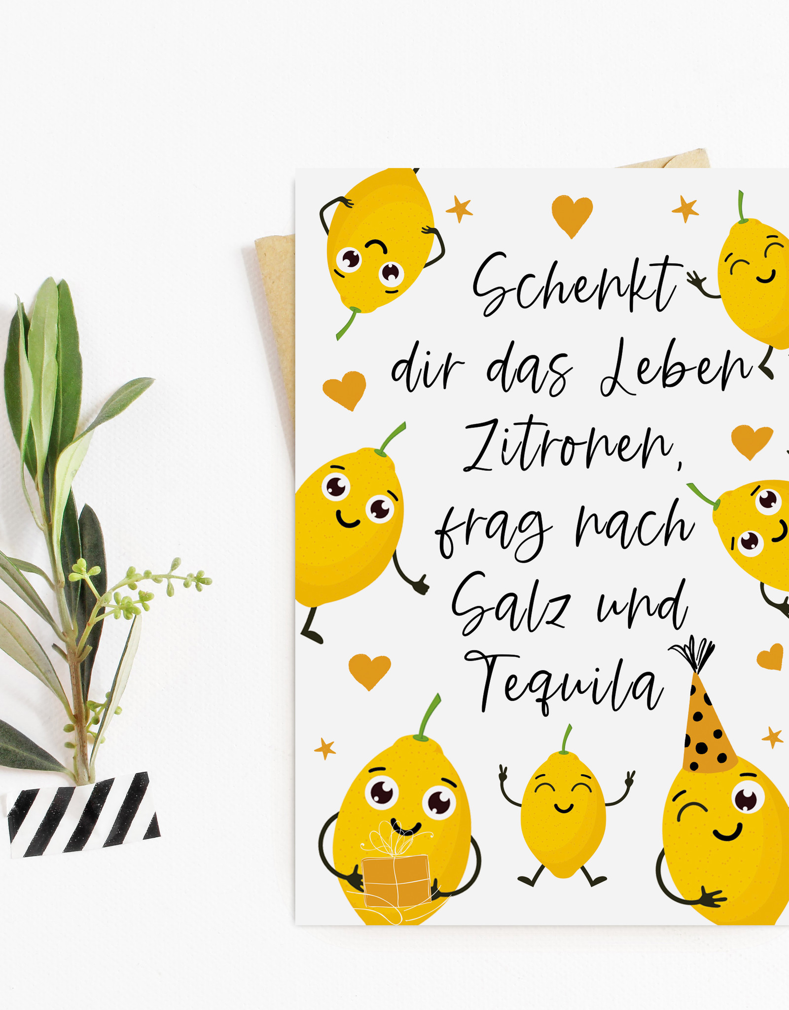 Postkarte Zitronen Tequila Geschenk Freundin Mädelsabend