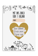 Hochzeitsspiel 12 Monate Jahresspiel FLOWERS 12 Postkarten zum Rubbeln