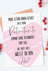 Postkarte Willst Du den JOB? Patentante fragen inkl. Briefumschlag Geschenk Paten