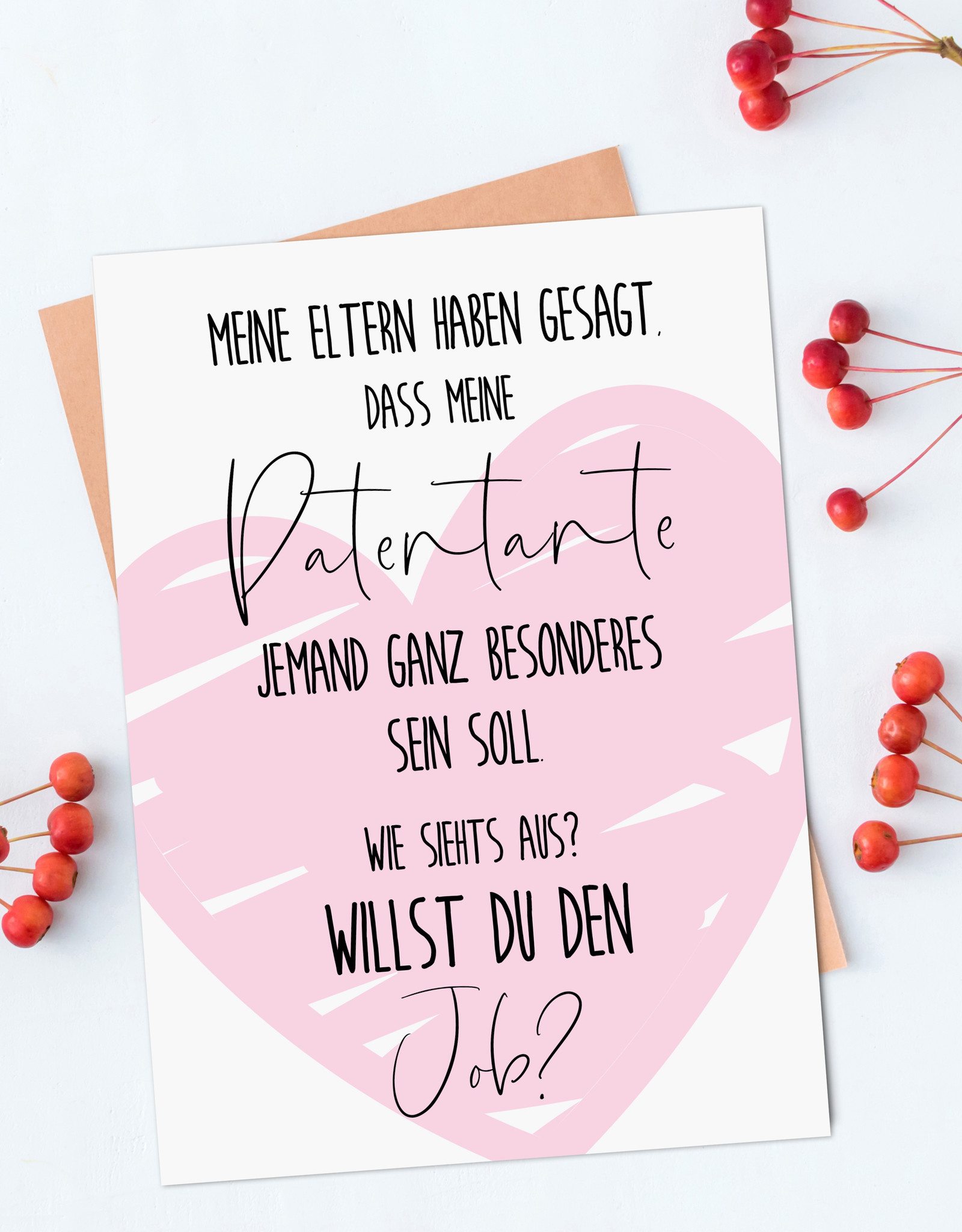 Postkarte Willst Du den JOB? Patentante fragen inkl. Briefumschlag Geschenk Paten