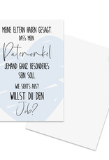 Postkarte Willst Du den JOB? Patenonkel fragen inkl. Briefumschlag Geschenk Paten