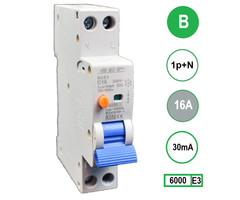 Aardlekautomaat 1p+n B16 30mA 6kA (18mm)
