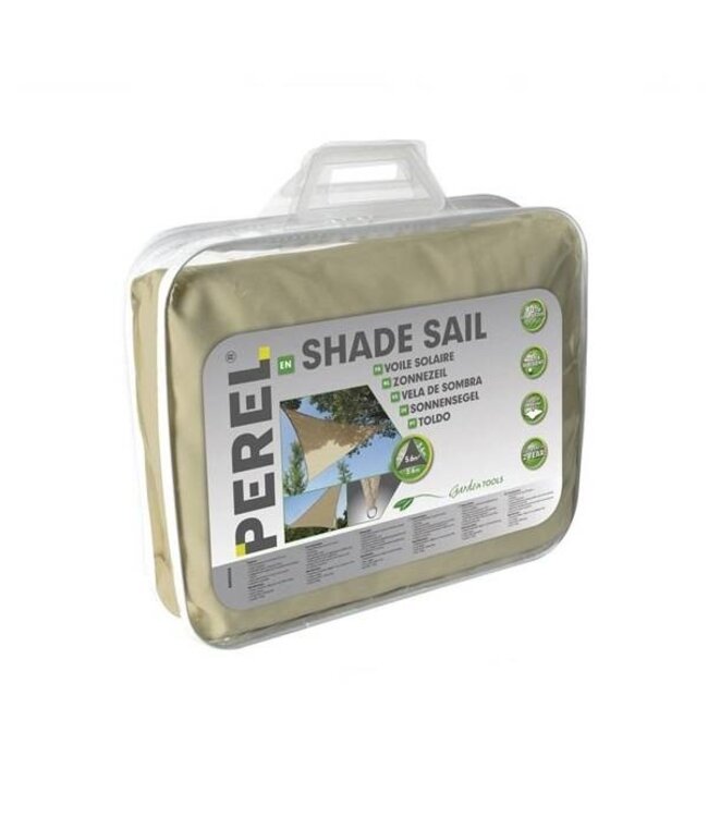 Perel Schaduwdoek driehoek 3.6 x 3.6 x 3.6 Champagne waterdoorlatend zonnezeil