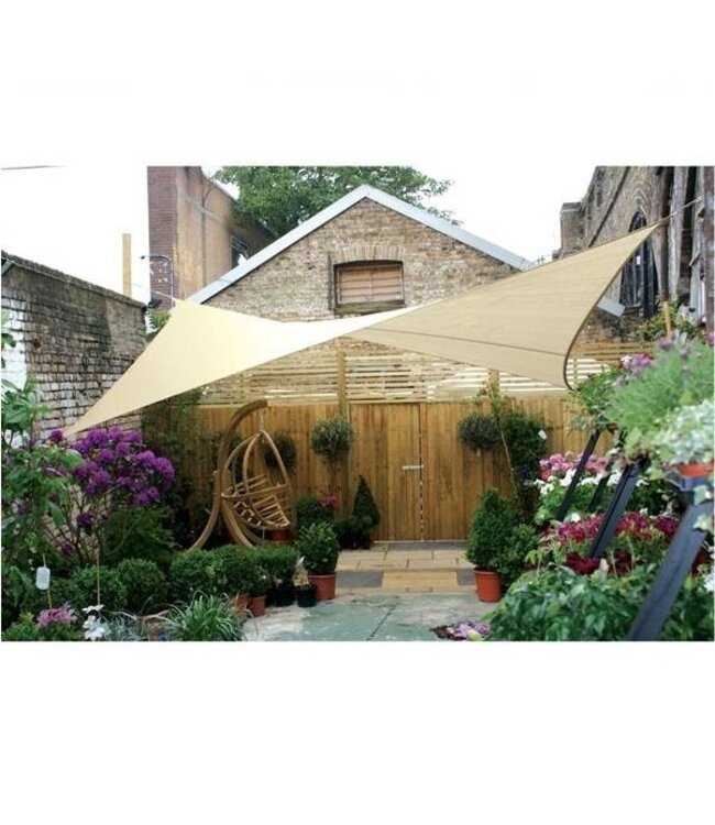 Perel Schaduwdoek vierkant 3.6 x 3.6 champagne waterdoorlatend zonnezeil