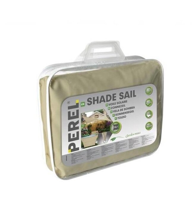 Perel Schaduwdoek vierkant 3.6 x 3.6 champagne waterdoorlatend zonnezeil