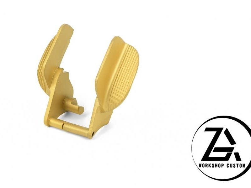 Abbot Workshop Custom V.2 Stainless Steel Thumb Safeties with Shields for Hi-CAPA Matt Gold