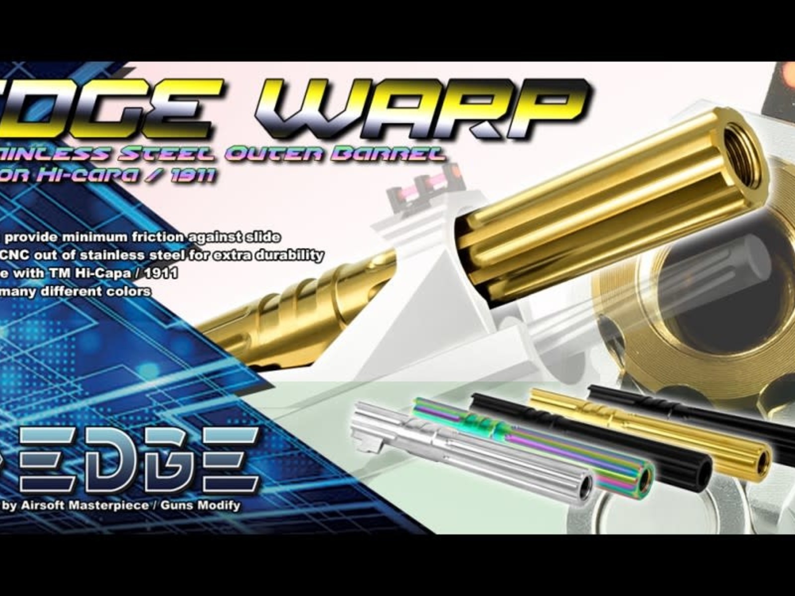 Edge Customs EDGE Custom “WARP” Stainless Steel Outer Barrel for Hi-CAPA 5.1