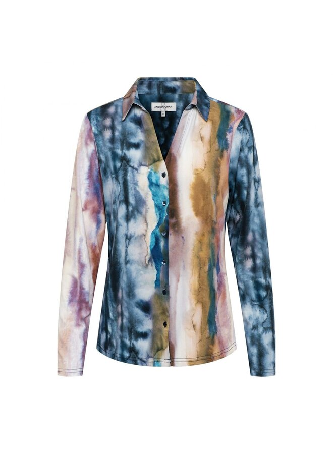 &Co woman Blouse Blauw Vayen Marble BL324