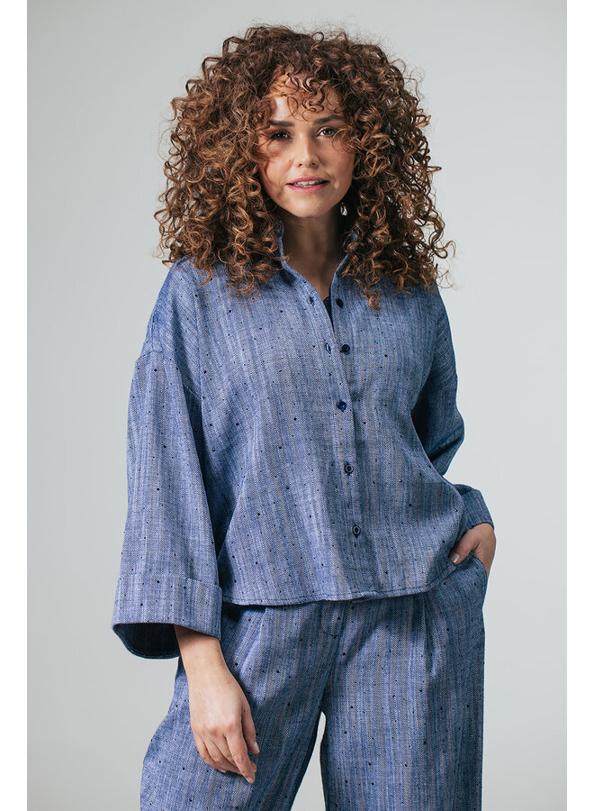 Label Dot Blouse Blauw Amber