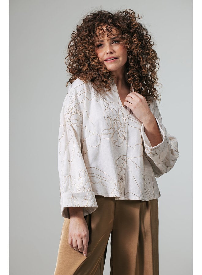 Label Dot Blouse Beige Adela