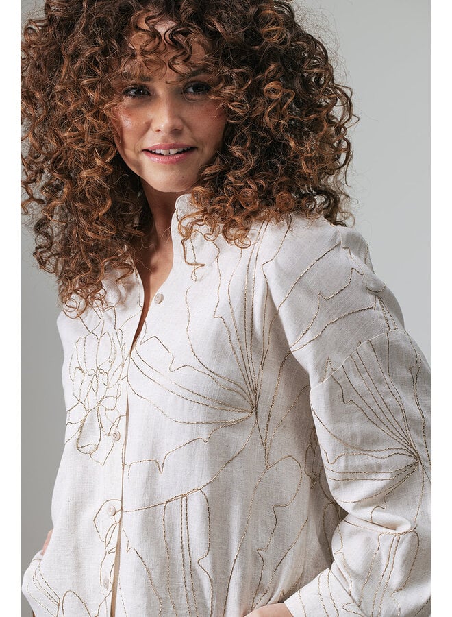 Label Dot Blouse Beige Adela