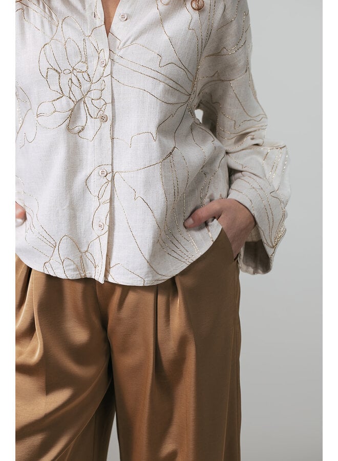 Label Dot Blouse Beige Adela