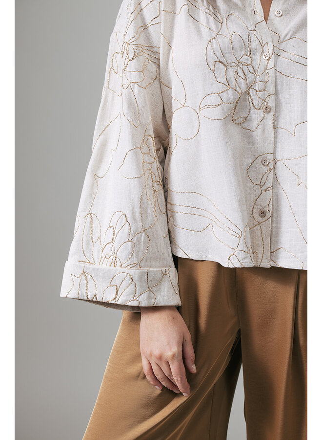 Label Dot Blouse Beige Adela