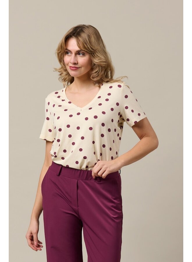 &Co Woman Shirt Ecru/Bourgogne Marley Dot TO373