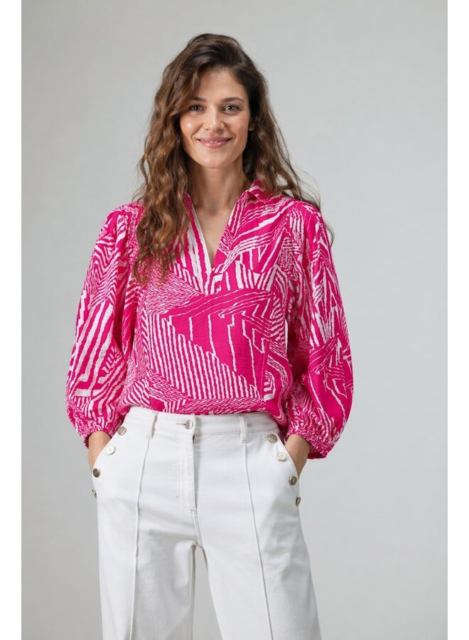 Label Dot Blouse Fuchsia Amoura