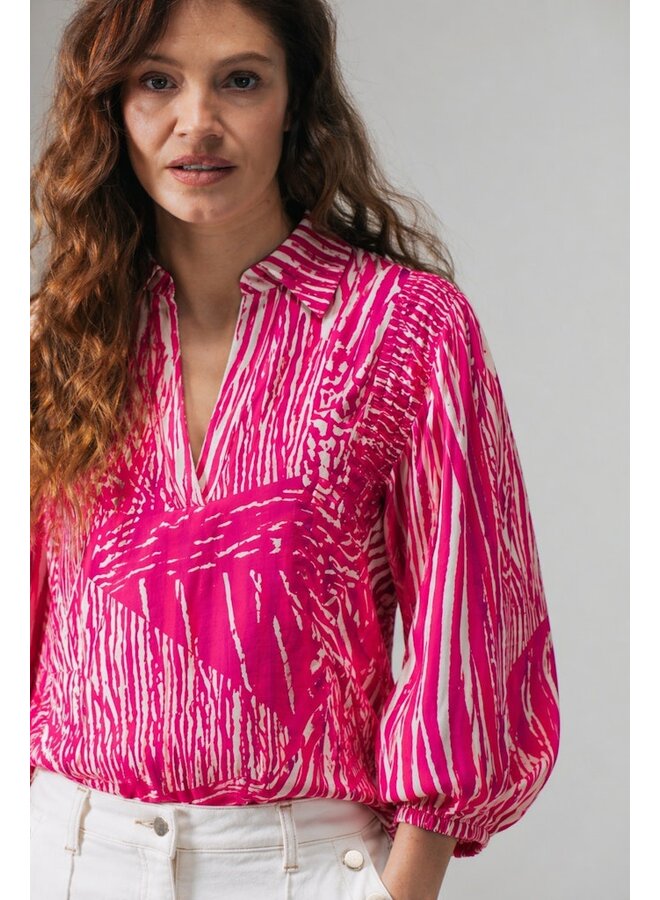 Label Dot Blouse Fuchsia Amoura