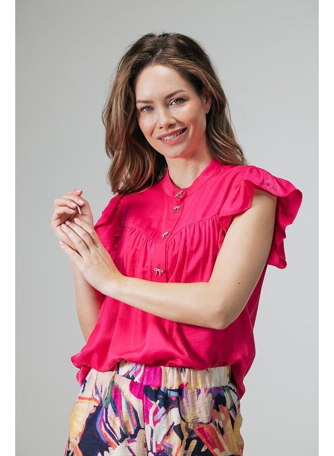Label Dot Blouse Fuchsia Mindy