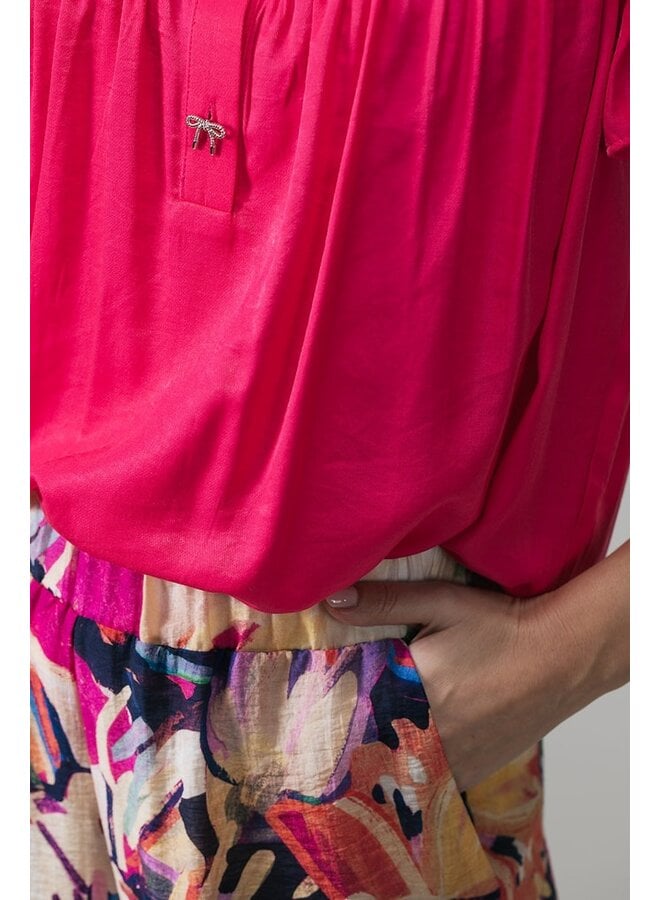 Label Dot Blouse Fuchsia Mindy