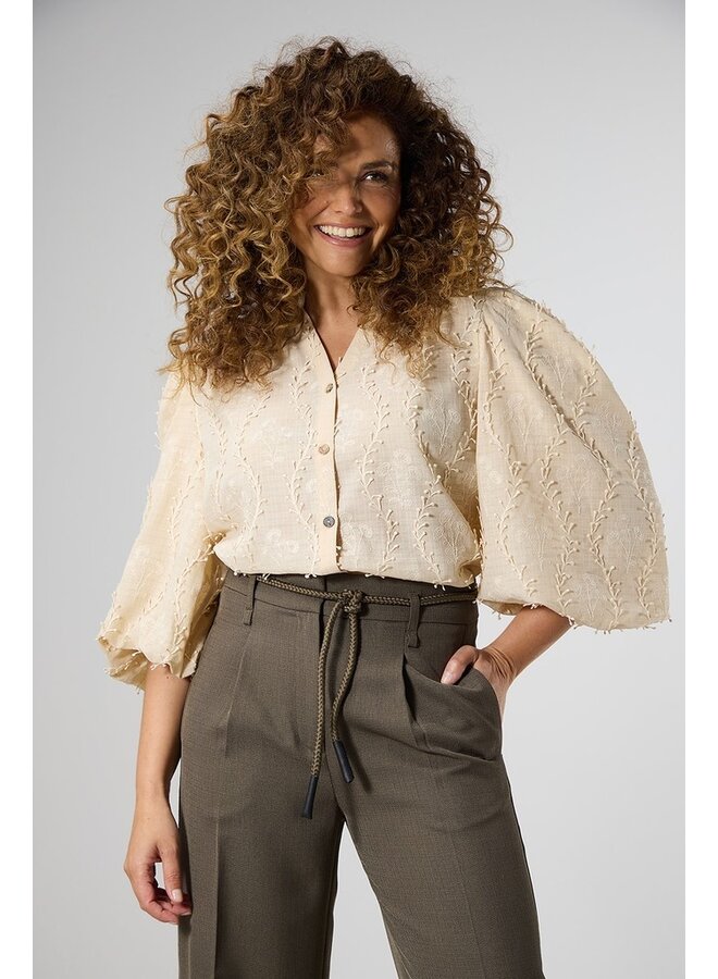 Label Dot Blouse Beige Adelien