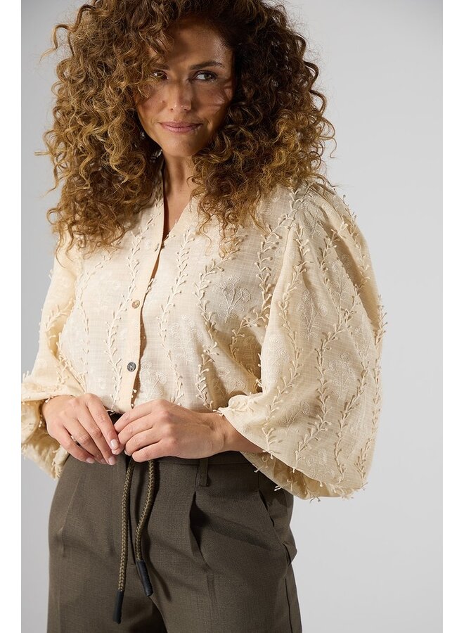 Label Dot Blouse Beige Adelien