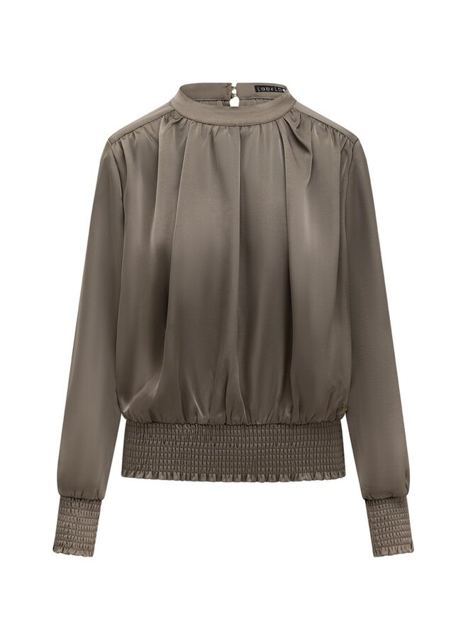 Label Dot Blouse Taupe Ailey