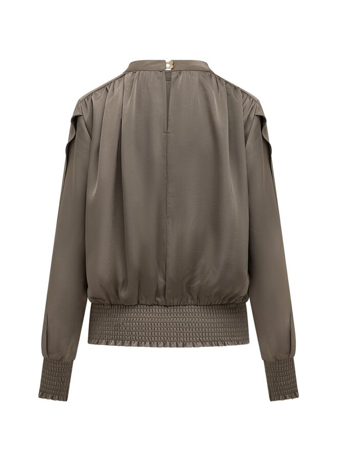 Label Dot Blouse Taupe Ailey