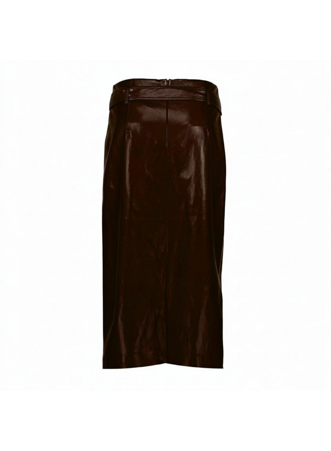 Geisha Fake Leather Rok Bruin 66535-19