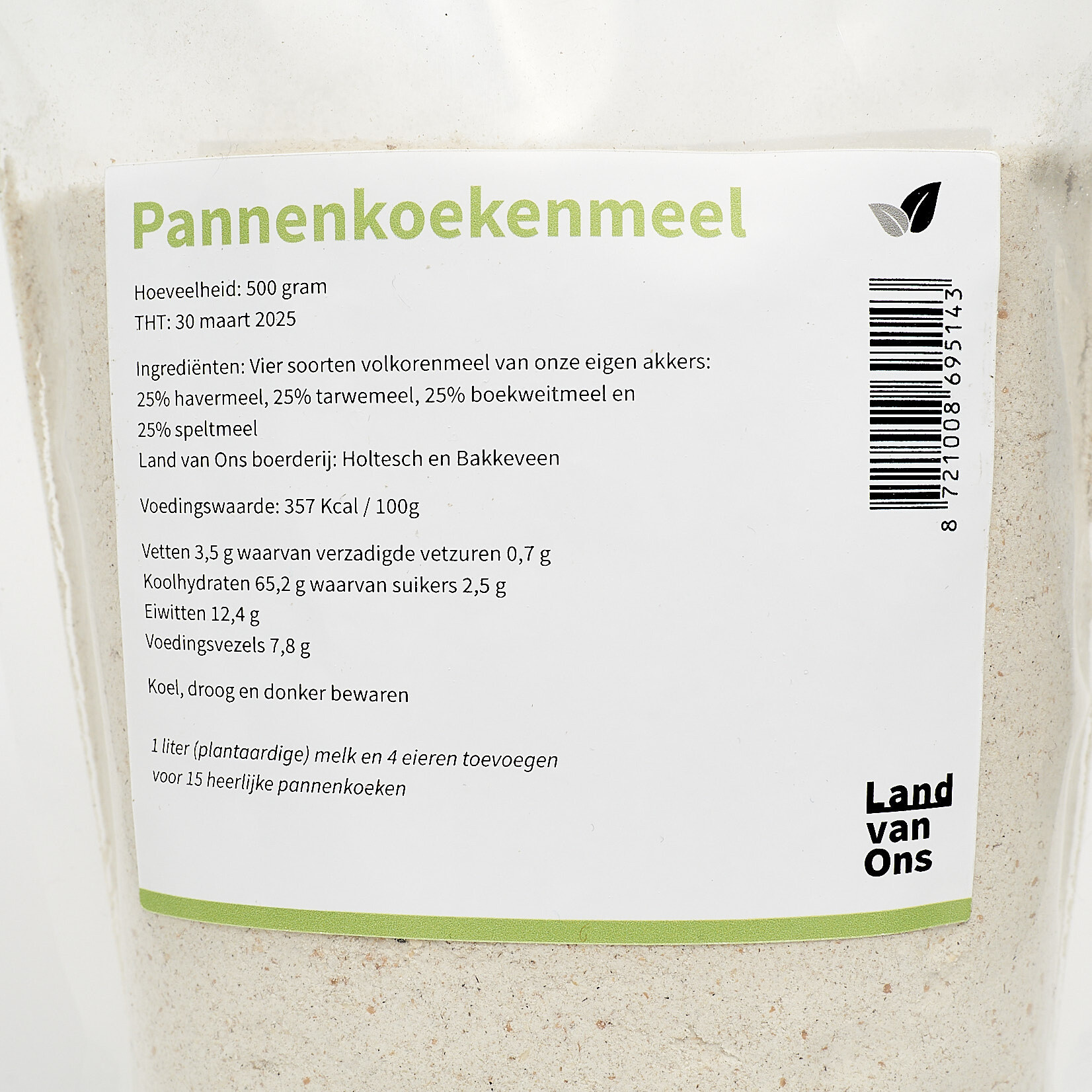 Volkoren pannenkoekenmeel tarwe, boekweit, spelt, haver