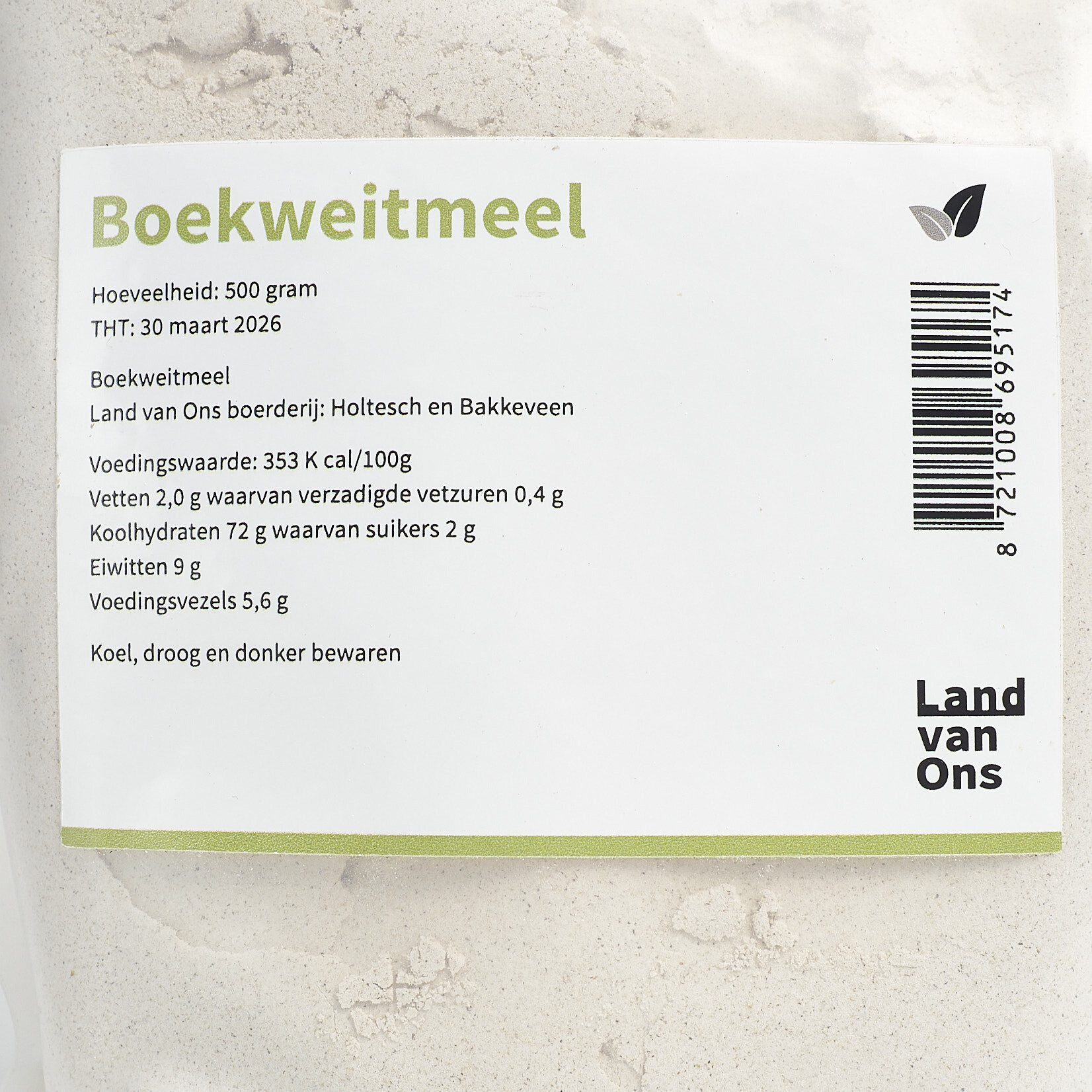 Boekweitmeel van de akkers van Land van Ons
