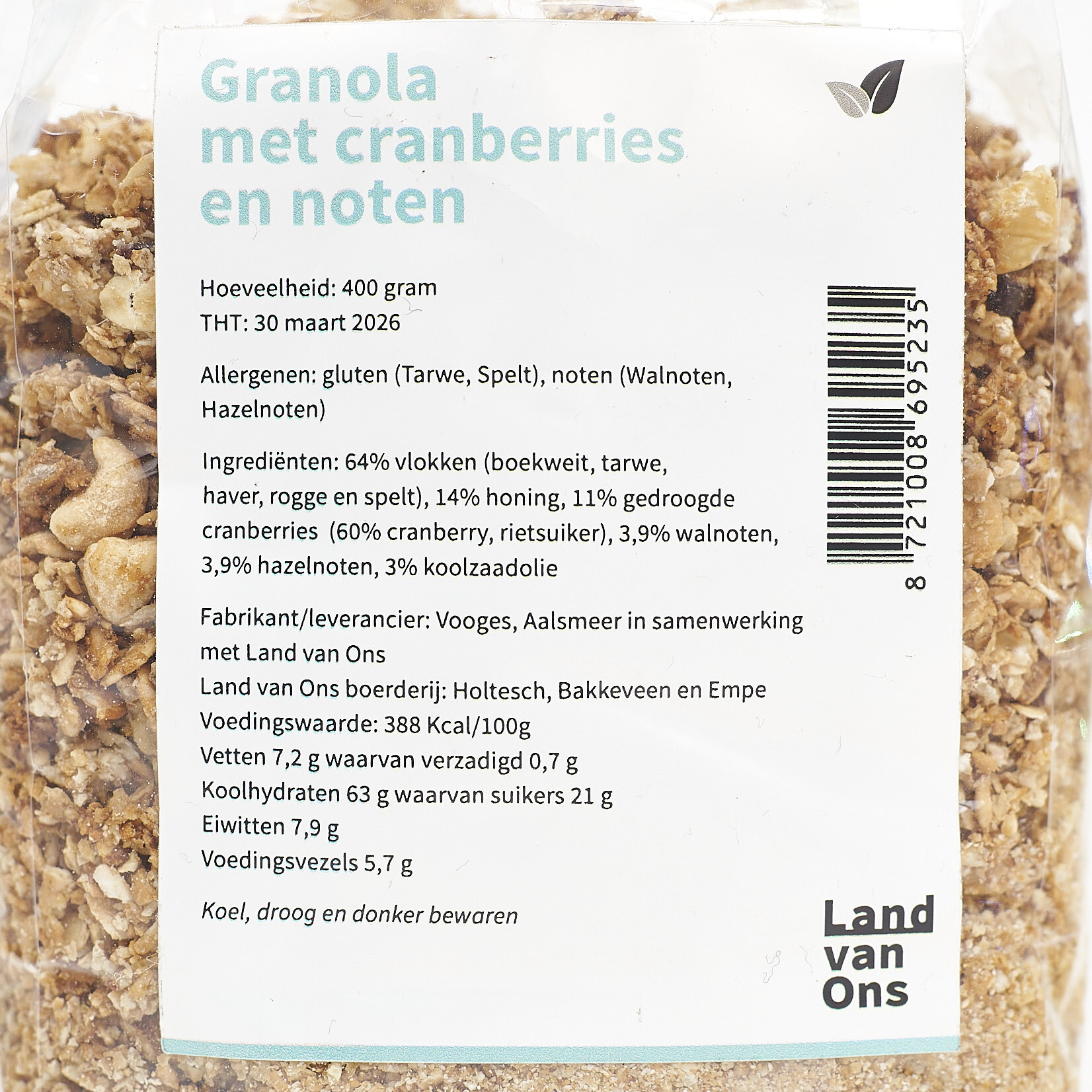 Granola met cranberries en noten