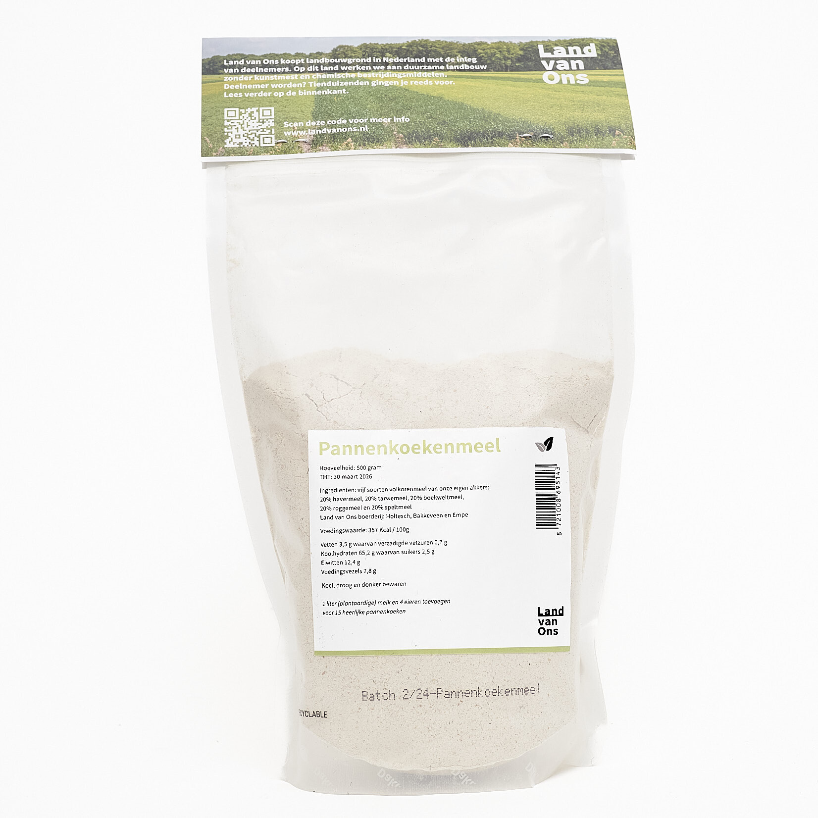 Pannenkoekenmeel volkoren tarwe, spelt, rogge, haver en boekweit steengemalen