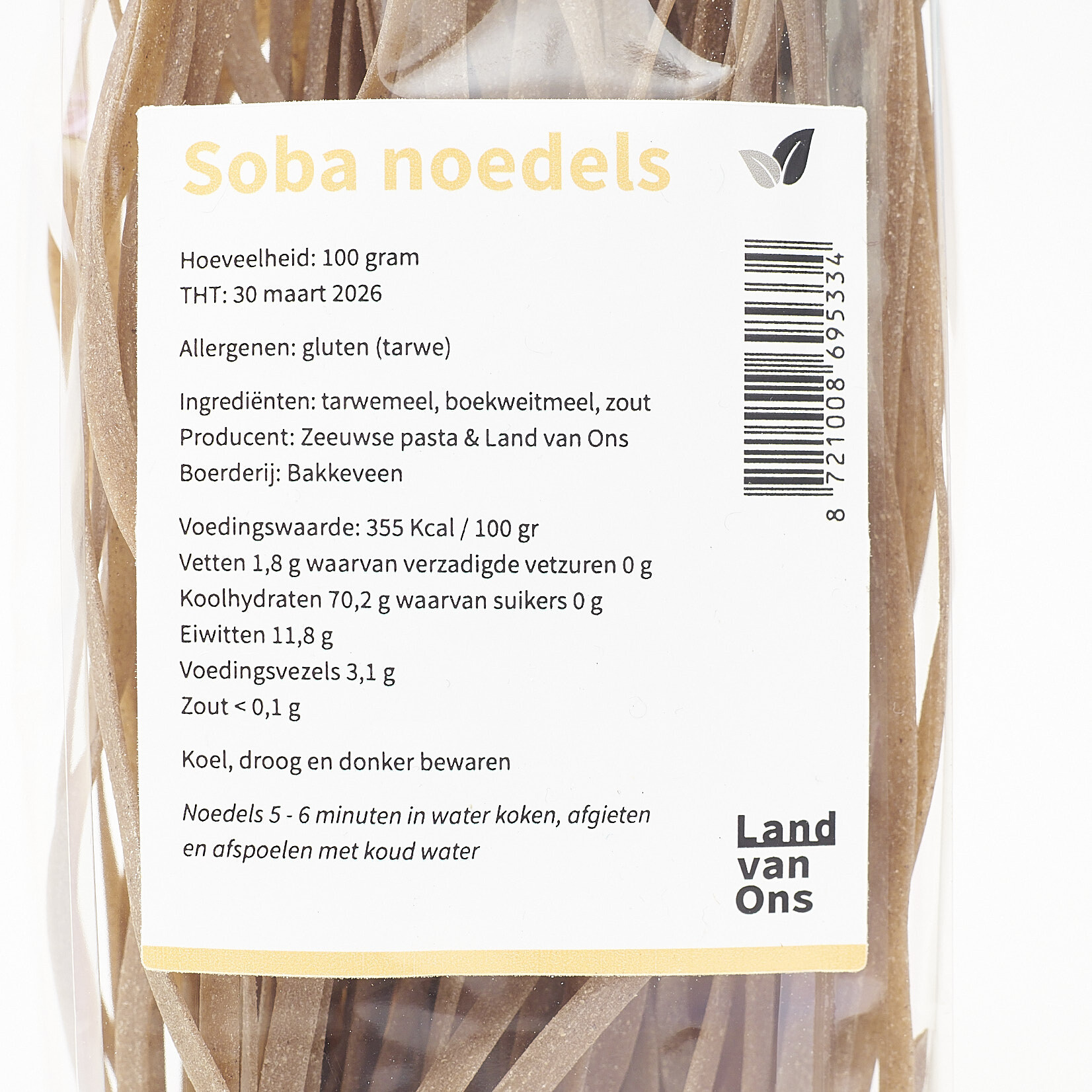 Soba: lange noedel van volkoren boekweitmeel en tarwebloem