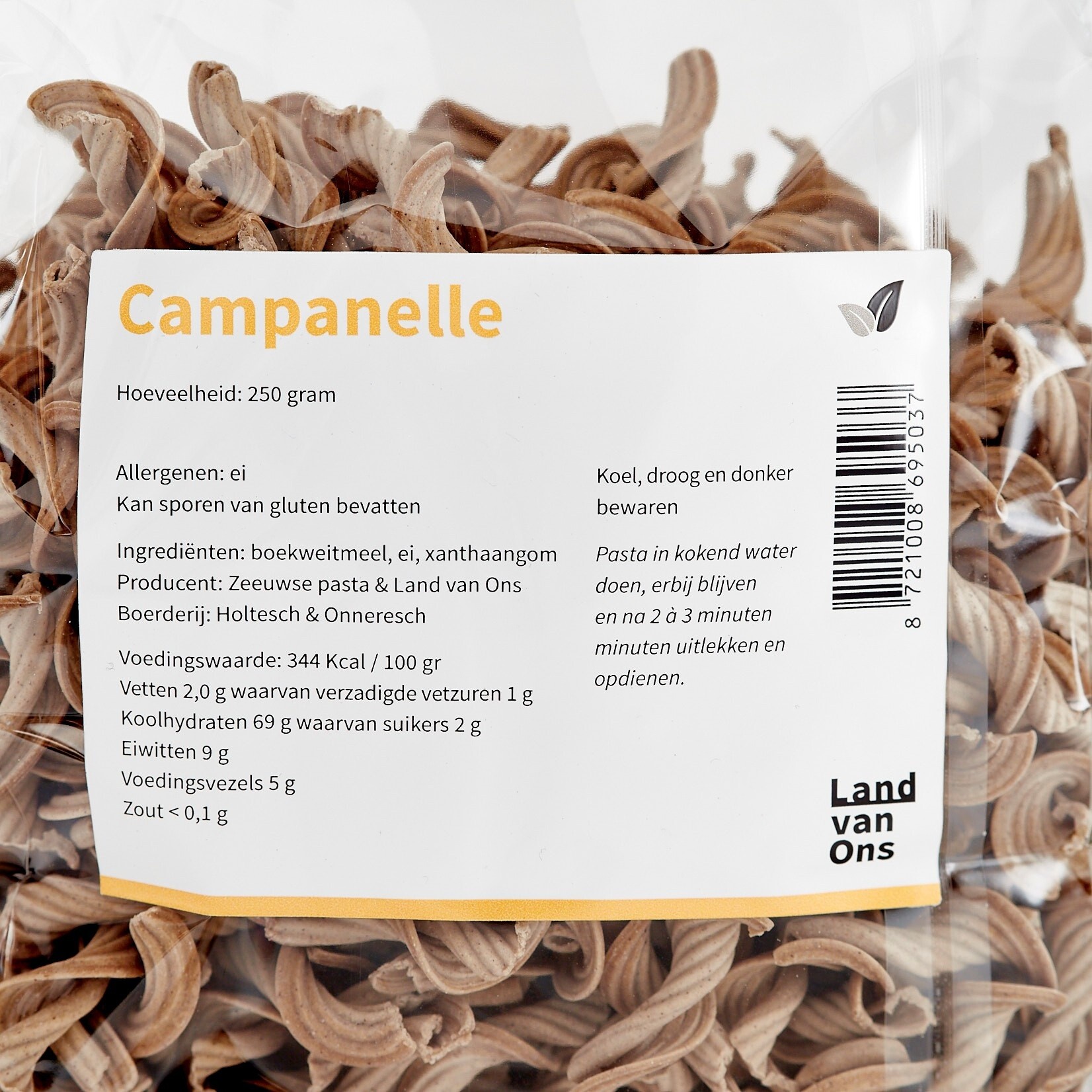 Campanelle: korte pasta van boekweitmeel