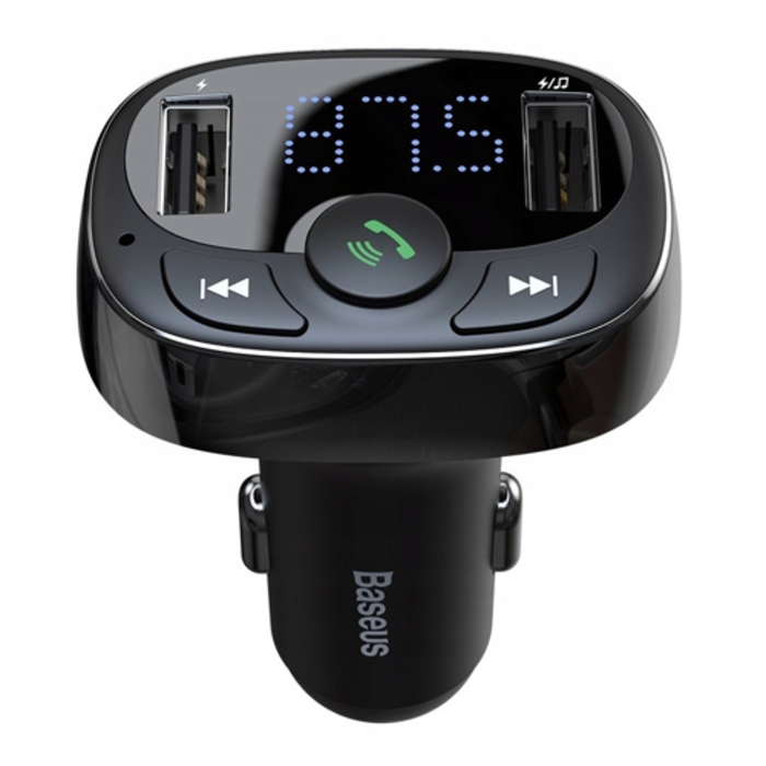 Baseus Baseus Bluetooth Muziek FM Transmitter en Dubbele USB Poort S 09A Autolader Zwart