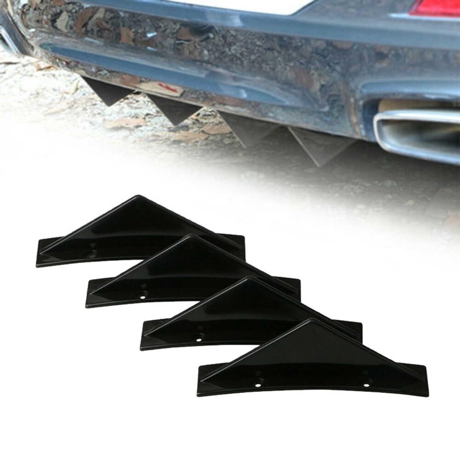 Diffuser Haaienvin Achterbumper spoiler - Boog Zwart (set) 