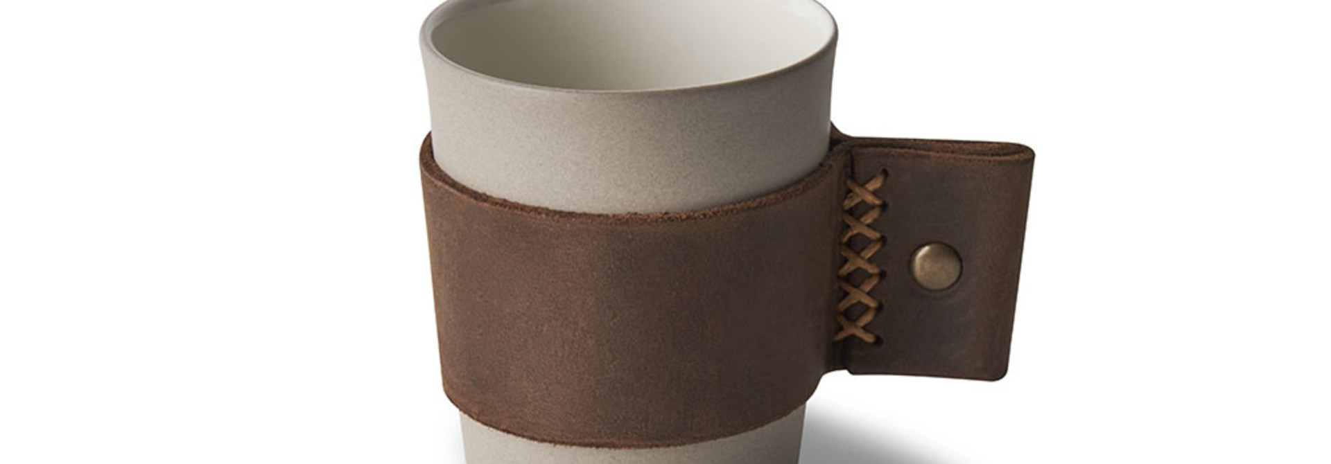 Espresso Cup With Leather Porcelain - Rock&Ivory- Esma Dereboy 7.5x5.5x6cm