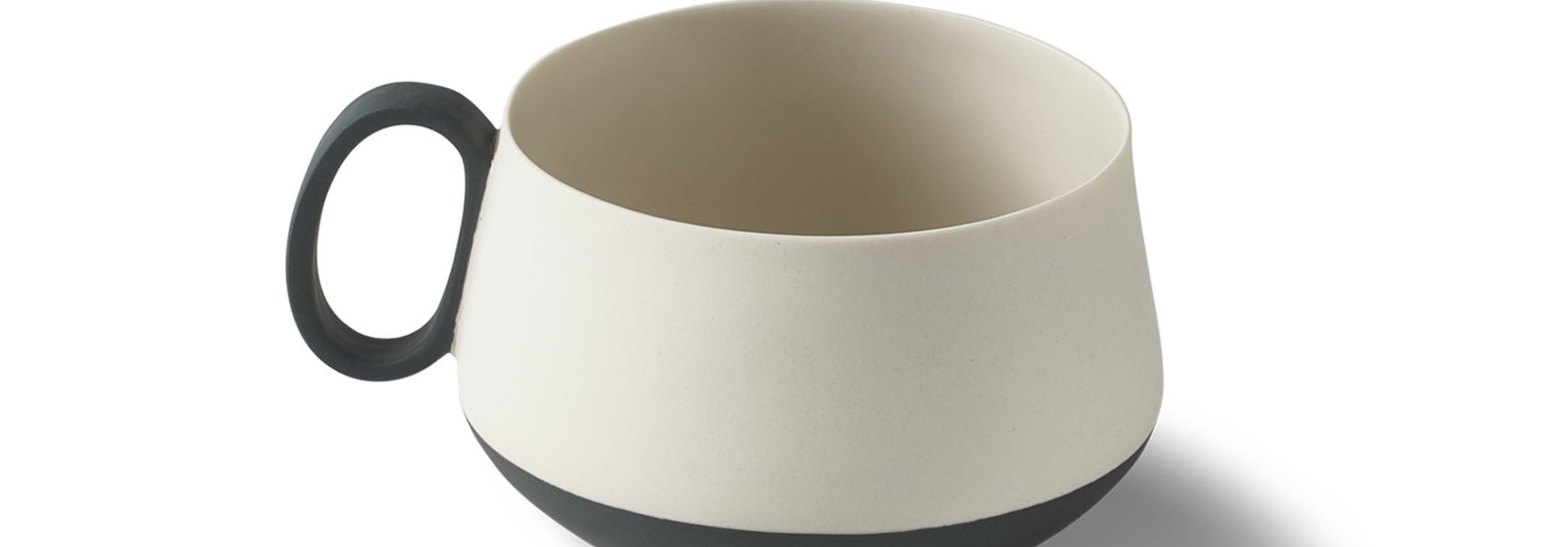 Tube Tea Cup Porcelain - Black&Ivory- Esma Dereboy 11x8.5x5.5cm