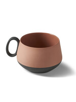 Esma Dereboy Tube Tea Cup Porcelain - Black&Coral- Esma Dereboy 11x8.5x5.5cm