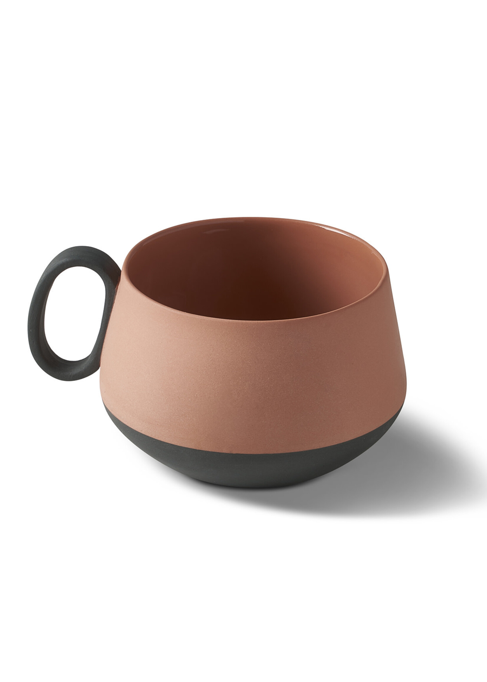 Esma Dereboy Tube Tea Cup Porcelain - Black&Coral- Esma Dereboy 11x8.5x5.5cm
