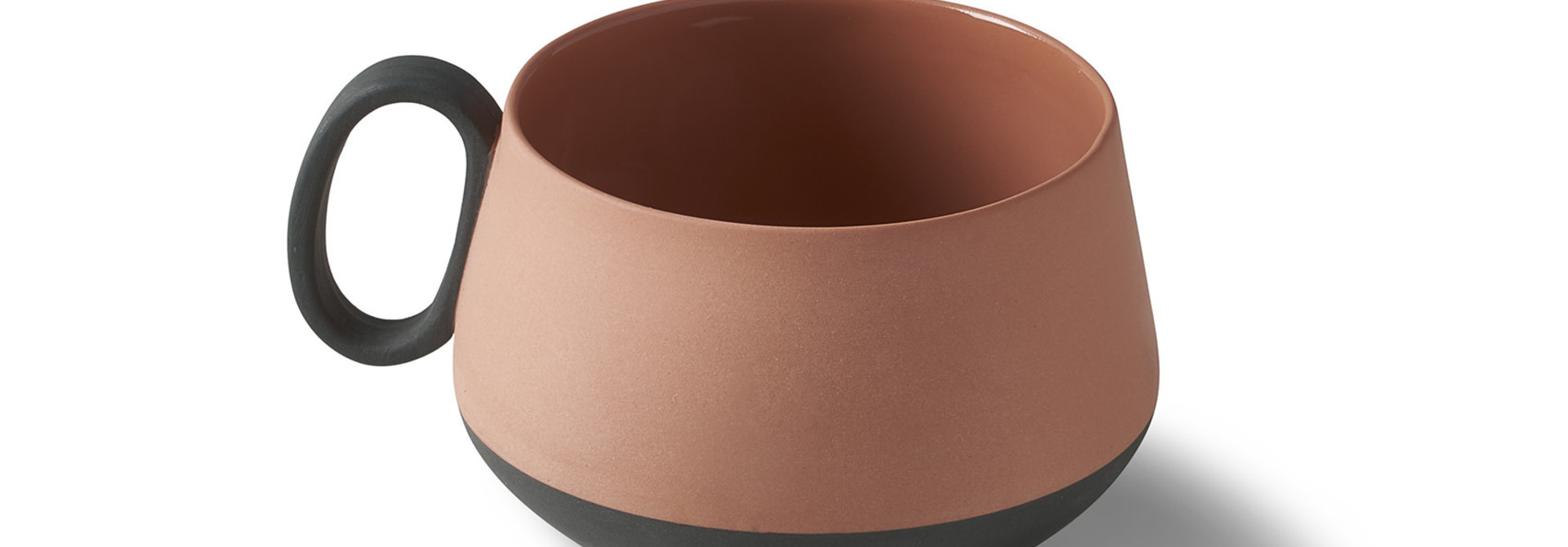 Tube Tea Cup Porcelain - Black&Coral- Esma Dereboy 11x8.5x5.5cm