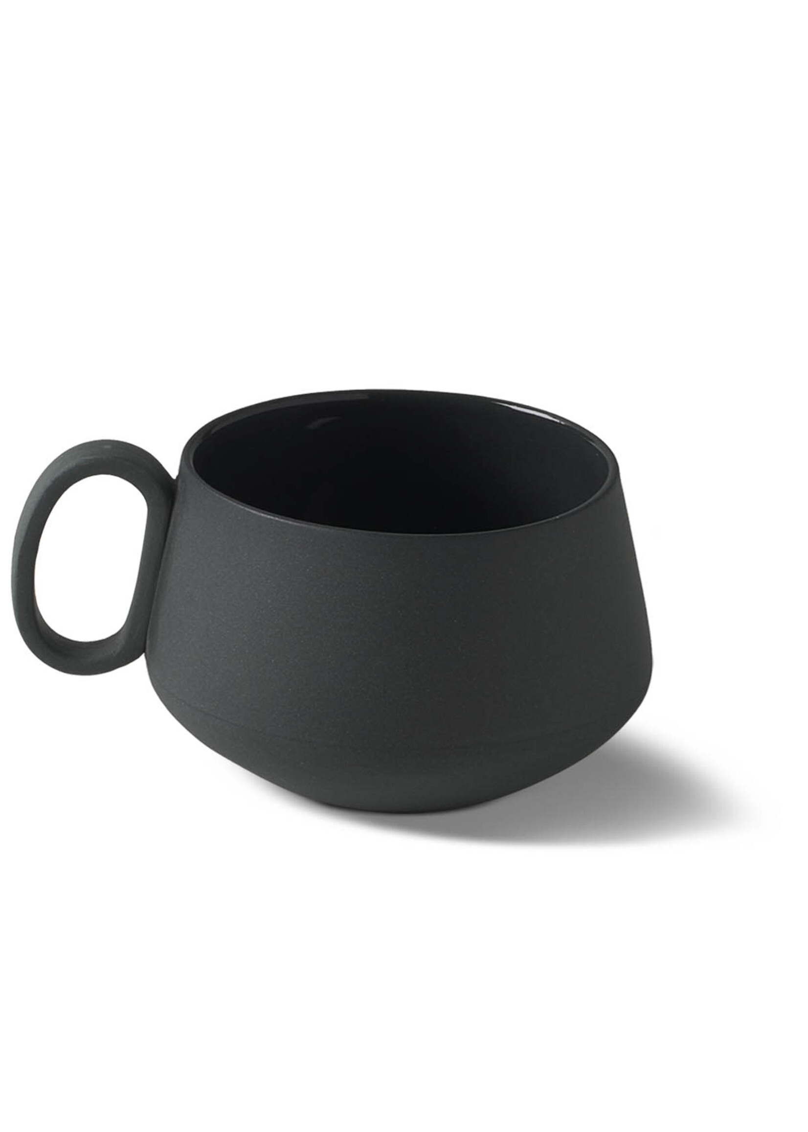 Esma Dereboy Tube Tea Cup Porcelain - Black- Esma Dereboy 11x8.5x5.5cm