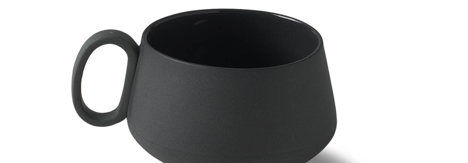 Tube Tea Cup Porcelain - Black- Esma Dereboy 11x8.5x5.5cm
