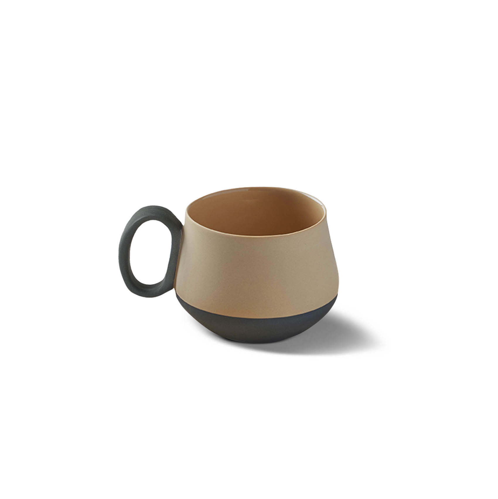 Tube Coffee Cup Porcelain - Black&Straw- Esma Dereboy 8x6x5cm-1